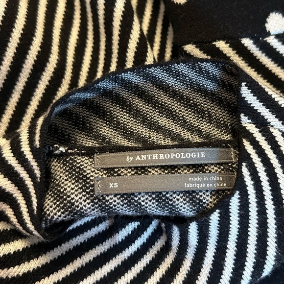 Anthropolgie Ivanna Mock Neck Polka Dots & Stripe Sweater Women’s XS Black White - Picture 6 of 7